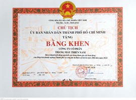 BẰNG KHEN - UBND THÀNH PHỐ HỒ CHÍ MINH 2024